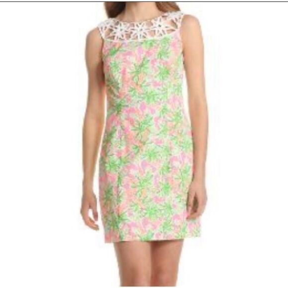Lilly Pulitzer Nibbles Pattern Lace Dress Size 0 Spring Floral - Picture 7 of 8